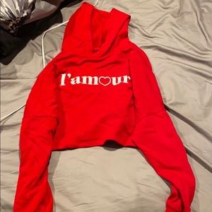 Red cropped hoodie